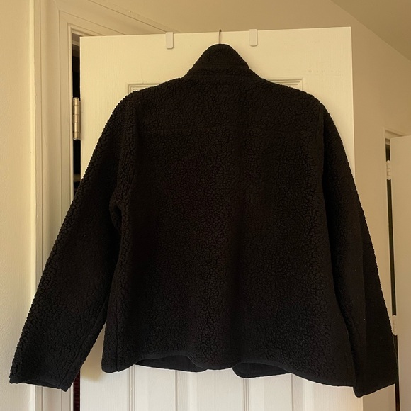 J. Crew Women’s Black Sherpa Vintage Fleece Jacket - Picture 2 of 3